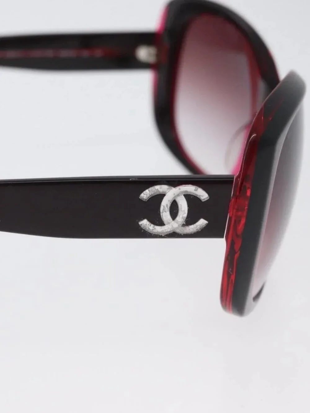 CHANEL COCO Mark Sunglasses plastic Red 5183-A CC Auth BA11304